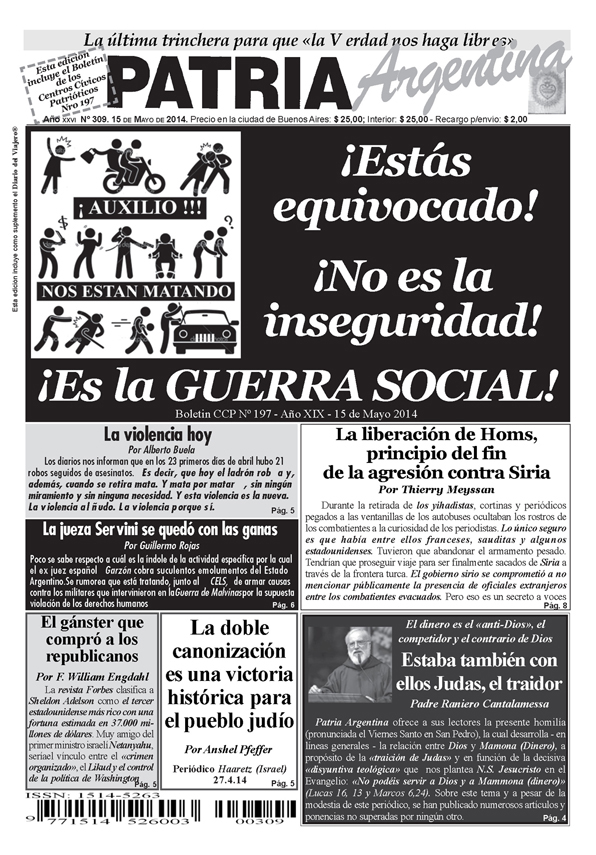 Periódico – Patria Argentina de Marzo de 2014 – Número 307 – Año XXVII