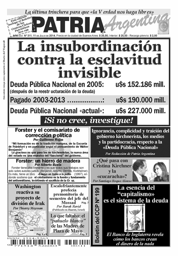 Periódico – Patria Argentina de Junio de 2014 – Número 311 – Año XXVII